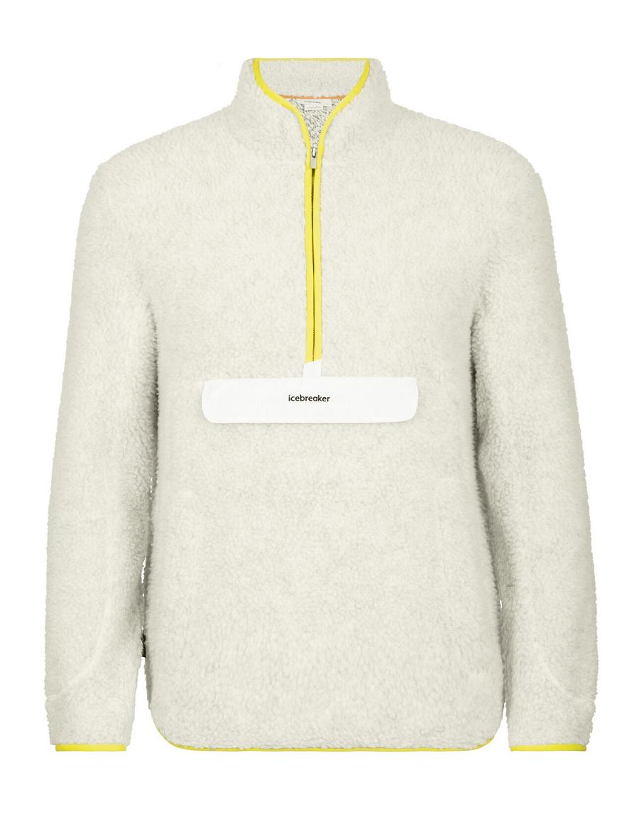 Sweat À Capuche Icebreaker RealFleece™ Merino High Pile Long Sleeve Half Zip Homme Blanche | FR 1250FDNM